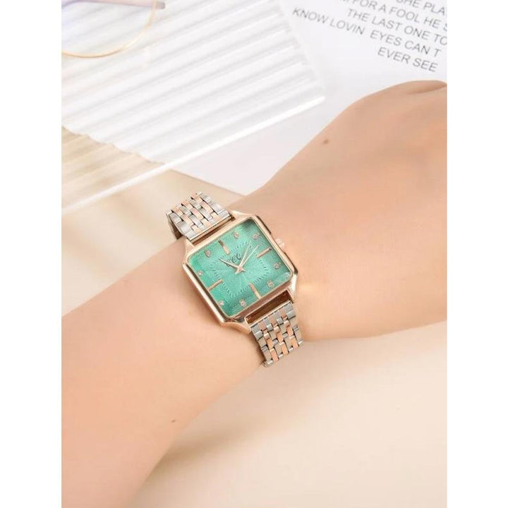 Shein- Rhinestone Decor Square Pointer Quartz Watch