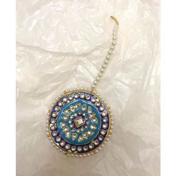 House of Jewels- Light / Dark blue  Meenakari Teeka