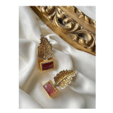Jewels by Noor- peach egyption leaf earrings