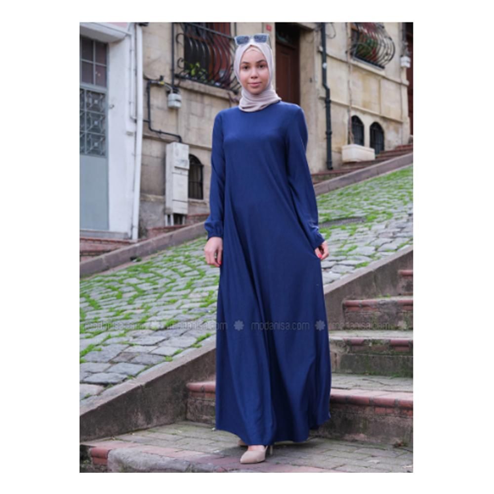 Modanisa- Blue - Navy Blue - Indigo - Crew neck - Unlined - Dresses ...