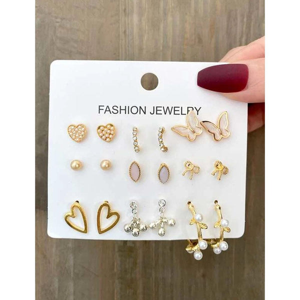 Shein- 9pairs Faux Pearl Decor Earrings