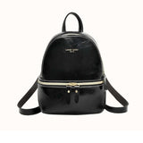 Shein- Black A backpack with a front zipper and a graphic phrase