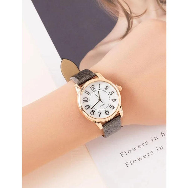 Shein- Round Pointer Quartz Watch- White Dial