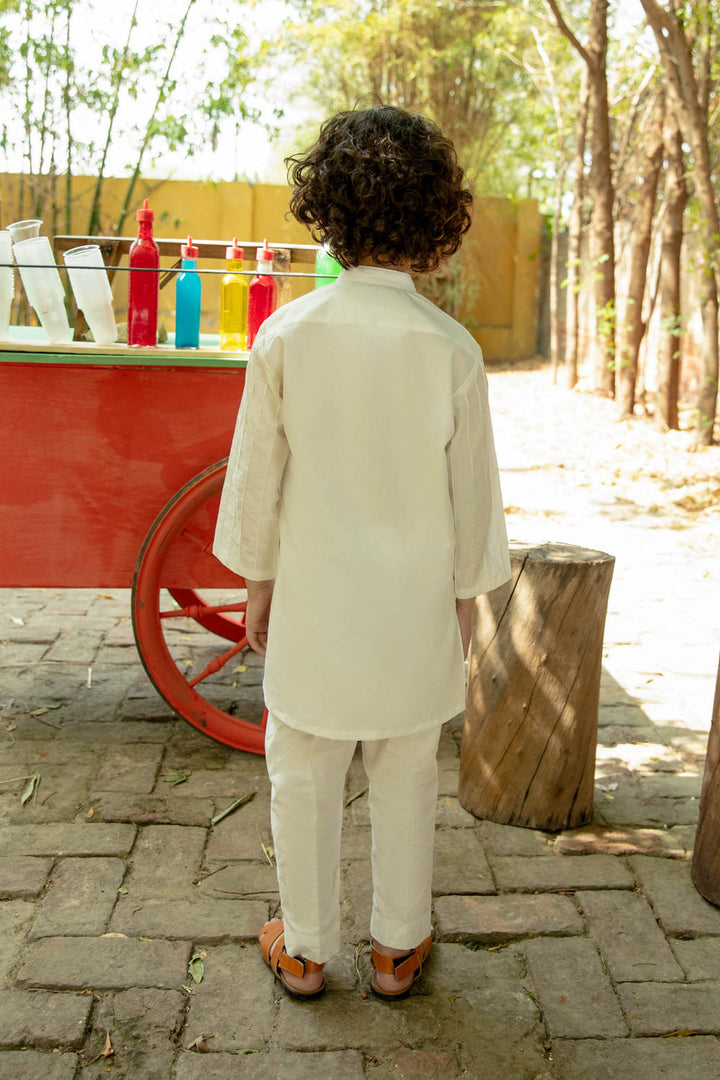 White Dobby Kurta Kids East