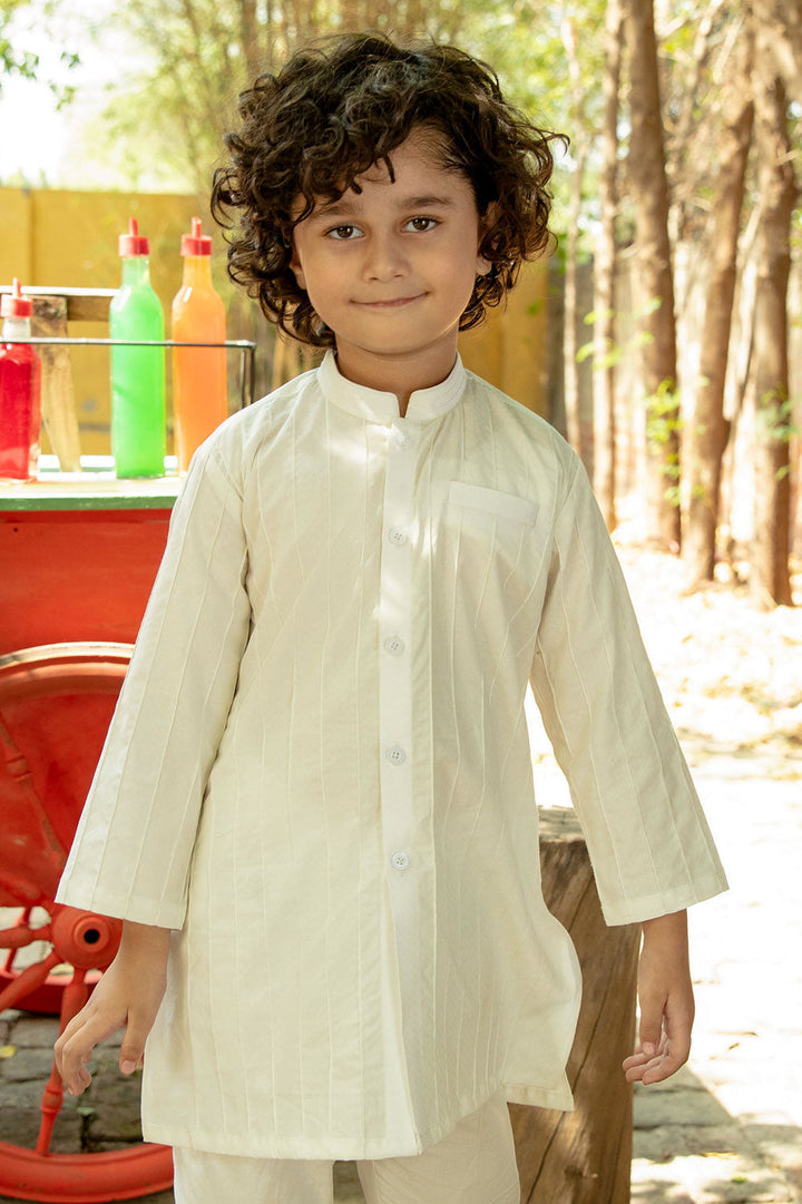 White Dobby Kurta Kids East