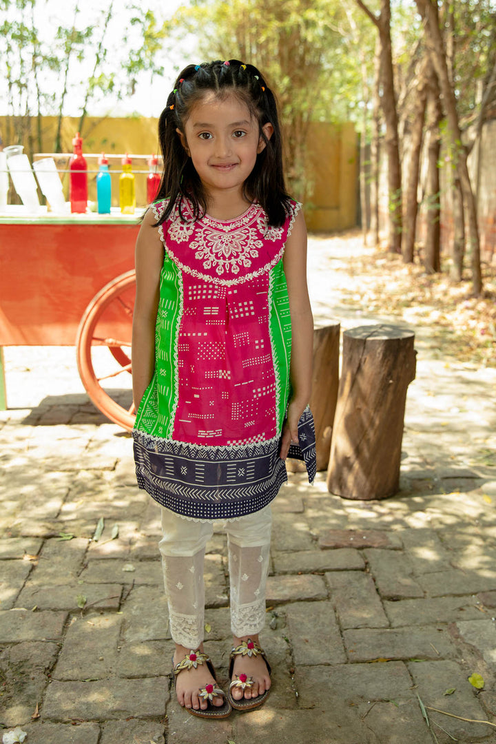 Multi Embroidered Lawn Kurta Kids East