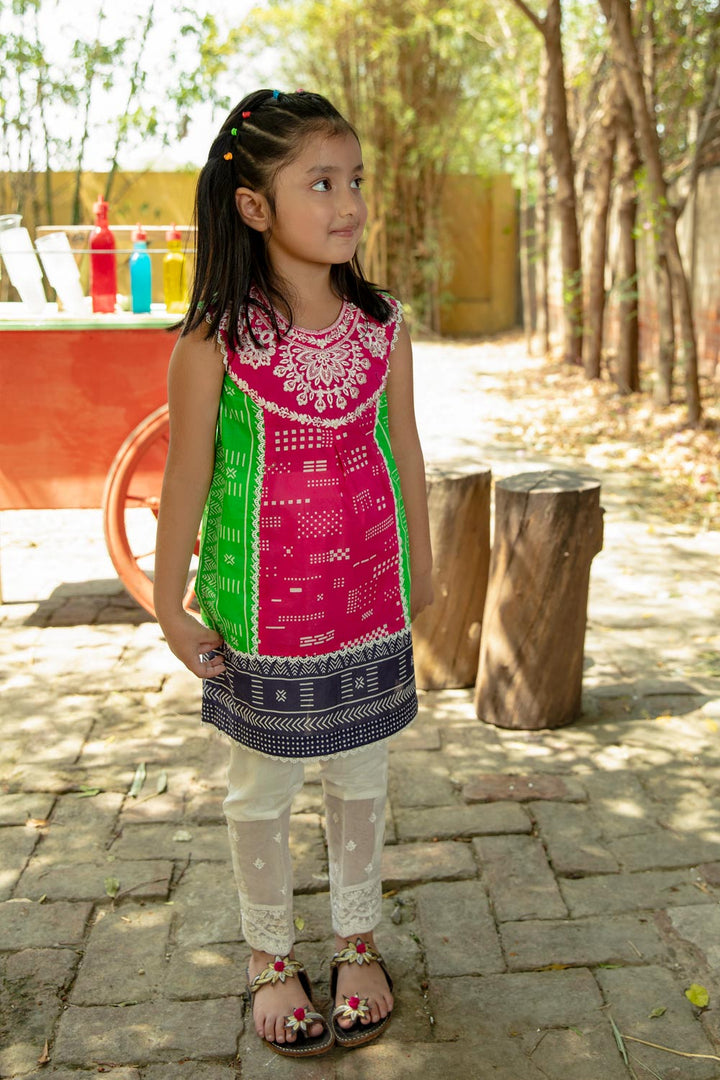 Multi Embroidered Lawn Kurta Kids East