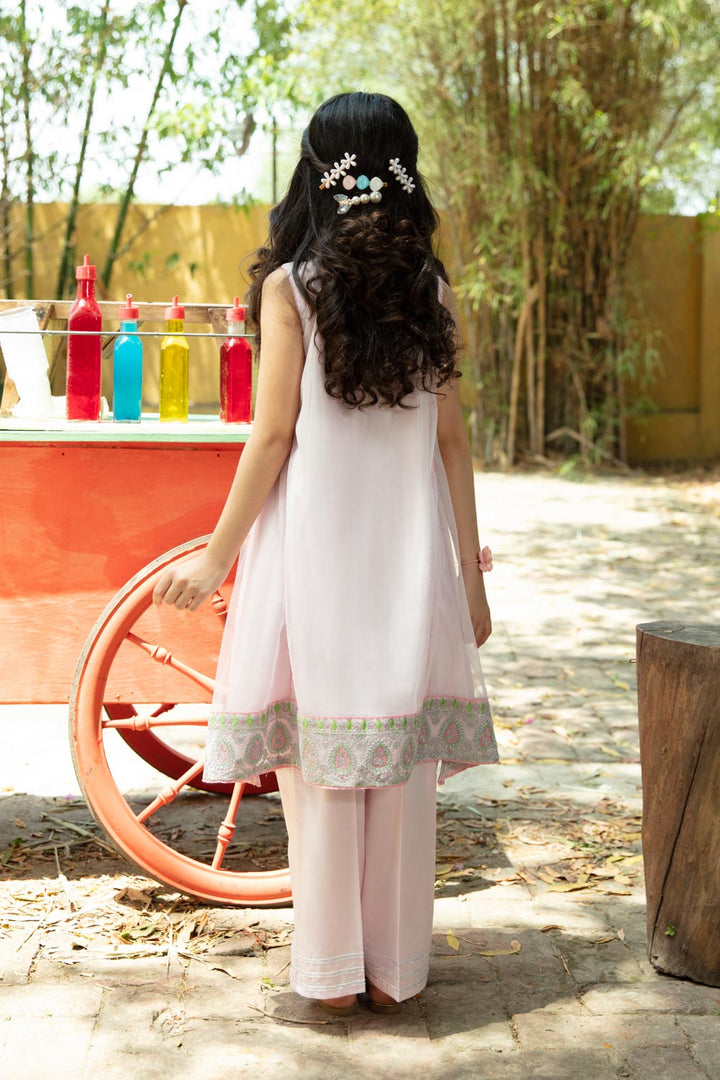 Lilac- Embroidered Net Suit Kids East