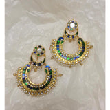 House of Jewels- Nauratan Earrings- Navy blue and Green