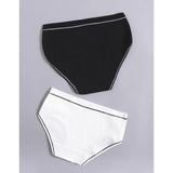 Romwe- 2pack Ribbed Contrast Binding Panty Set