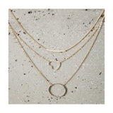 Jolly Chic- Womens Multi-Layer Necklace Simple Geometric Hollow Out Necklace - Gold
