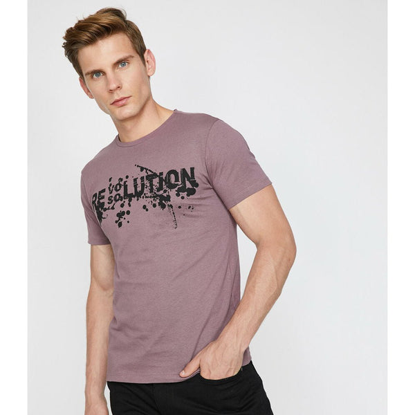 Koton- Letter Printed T-Shirt - Lila