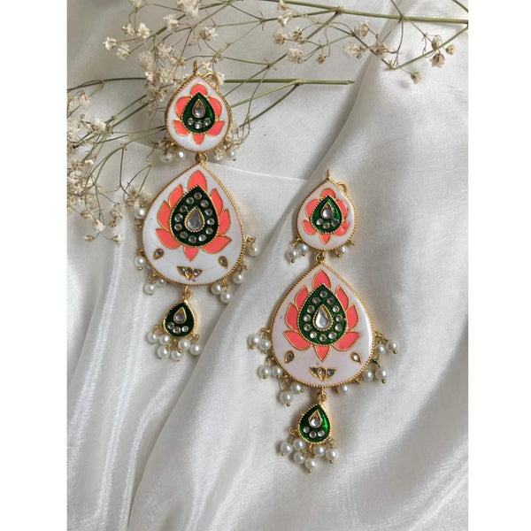 Jewels By Noor- Double leaf peach earrings