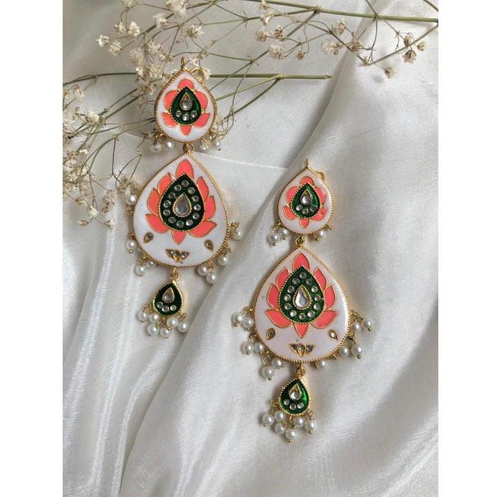 Jewels By Noor- Double leaf peach earrings