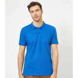 Koton- Short Sleeve Polo Neck Slim Fit T-Shirt - Sax