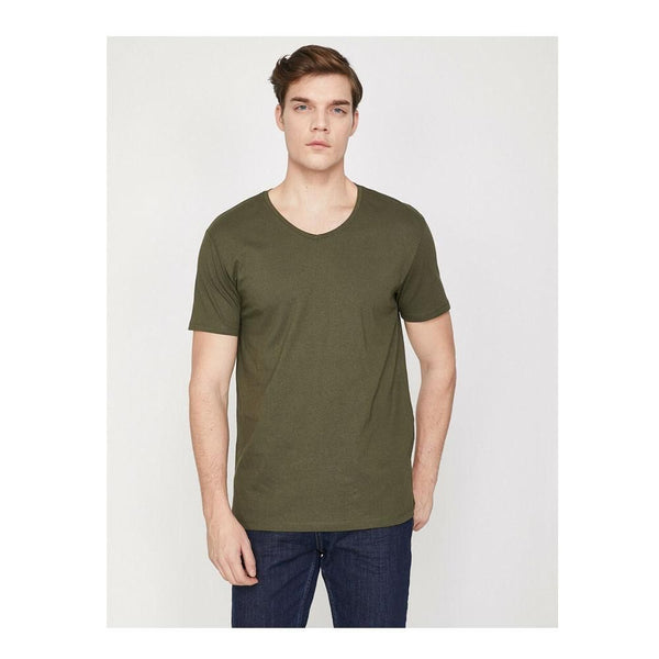 KOTON- V Neck T-Shirt - Khaki