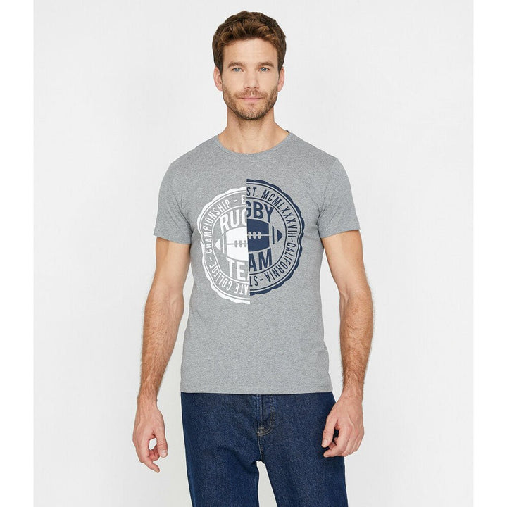 Koton- Letter Printed T-Shirt - Grey