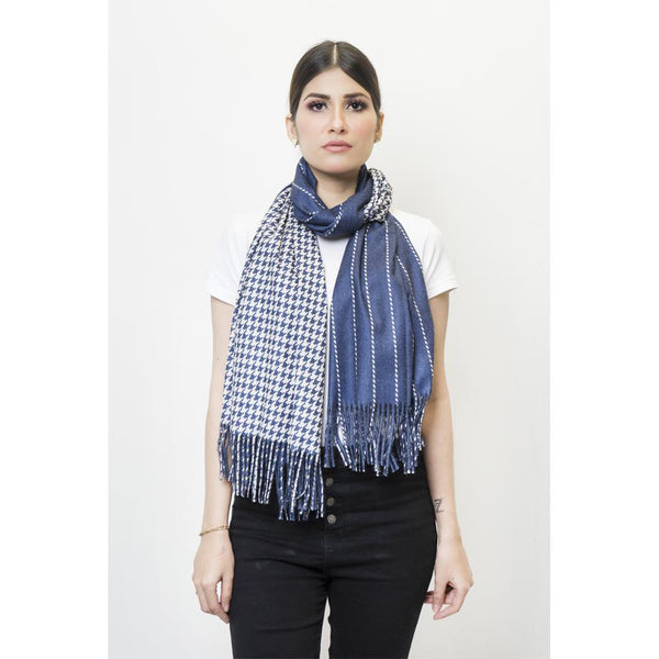 Woolen Printed Stole Blue