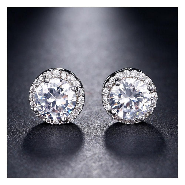 The Marshall- Silver Round Zircon Stud Earrings for Women - TM-E-39