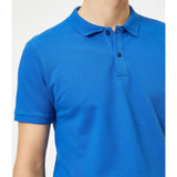 Koton- Short Sleeve Polo Neck Slim Fit T-Shirt - Sax