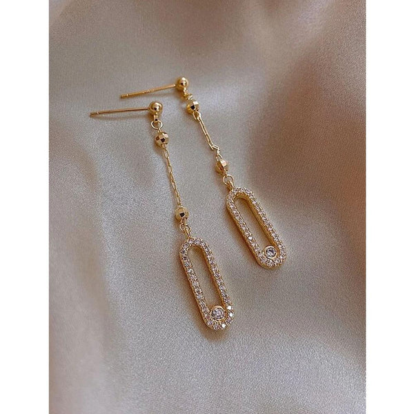 Shein- Rhinestone Decor Earrings- Gold