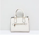 Max Fashion- Textured Handbag with Zip Closure