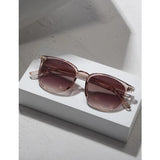 Shein - Studded Decor Flat Lens Sunglasses- Brown