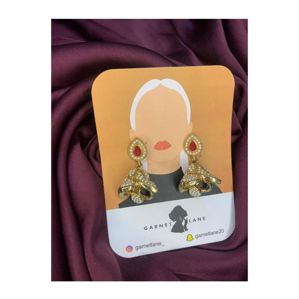 Garnet Lane- GOLDEN KUNDAN DANGLER JHUMKI