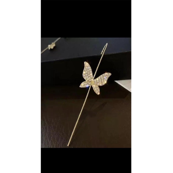 Garnet Lane- Butterfly Zircon Earcuff Pin - Golden