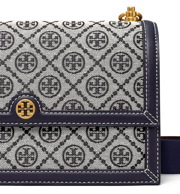 Tory Burch-T monogram Jacquard Shoulder Bag Tory Navy