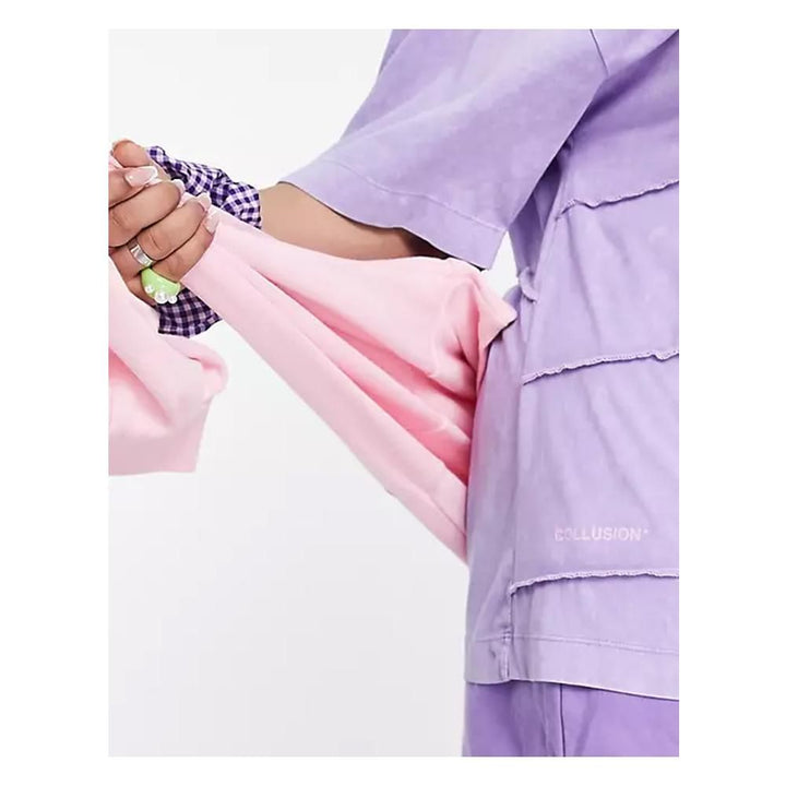 Asos- Collusion Plus Contrast Seam Acid Oversized Tee In Lilac