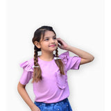 Kids Polo- Ruffled Pockets & Sleeves - Purple