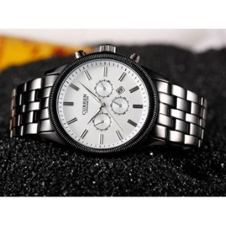 Curren- Luxury Brand Stainless Steel Analog & Date Watch- 8058