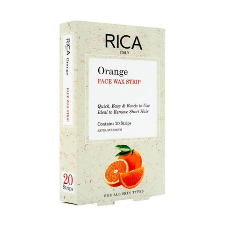 Rica Wax- Orange Face Wax Strips, All Skin Types, 20-Pack