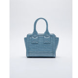 Zara- Animal Print Mini City Bag- Blue
