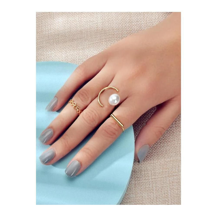 Shein- 3pcs Faux Pearl Decor Ring