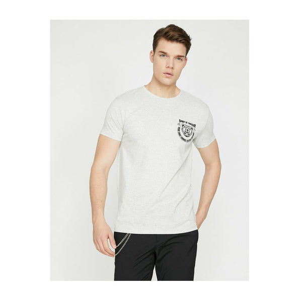 KOTON- Letter Printed T-Shirt - Grey