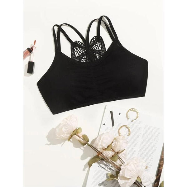 Romwe- Solid Ruched Bralette