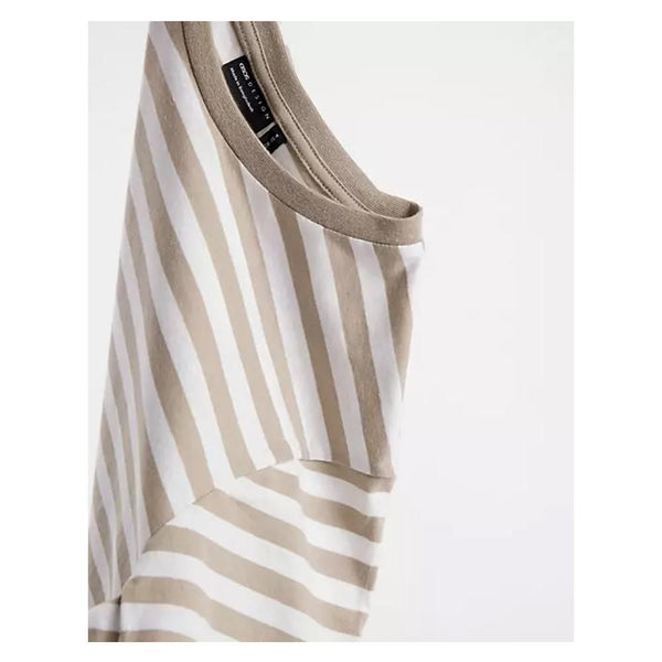 Asos- Design T-Shirt In Brown And White Stripe