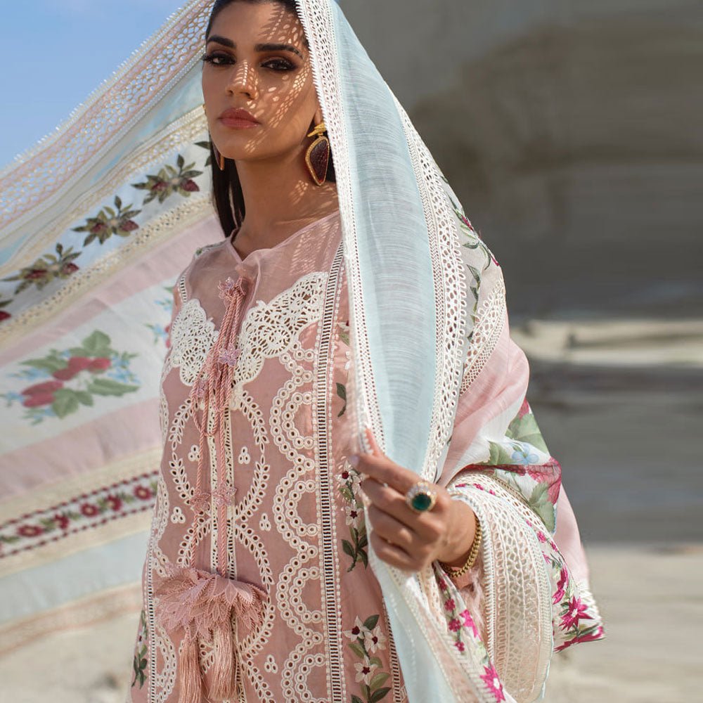 Crimson X Saira Shakira Luxury Lawn 3 Piece Unstitched- Rose-2B – Bagallery