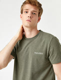 Koton- Minimal Printed T-Shirt - Khaki