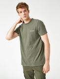 Koton- Minimal Printed T-Shirt - Khaki