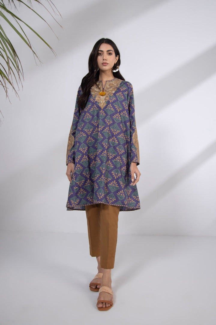 Sapphire-Embroidered Lawn Shirt