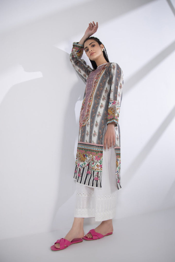 Sapphire-Embroidered Lawn Shirt