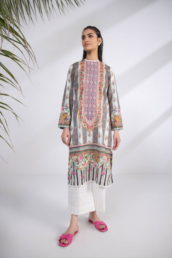 Sapphire-Embroidered Lawn Shirt