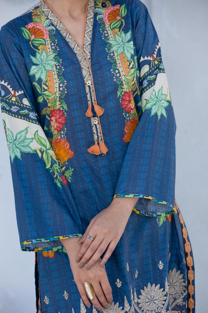 Sapphire- Embroidered Lawn Shirt