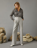 KOTON- Wide Leg Pleated Trousers - Gray