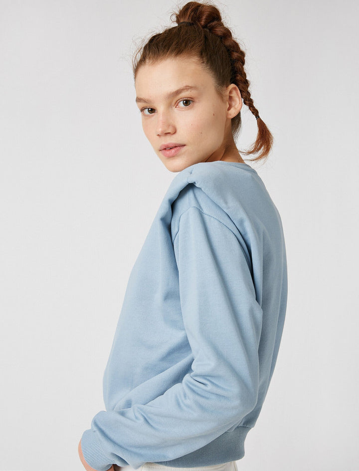 Koton- Crew Neck Sweatshirt- Blue