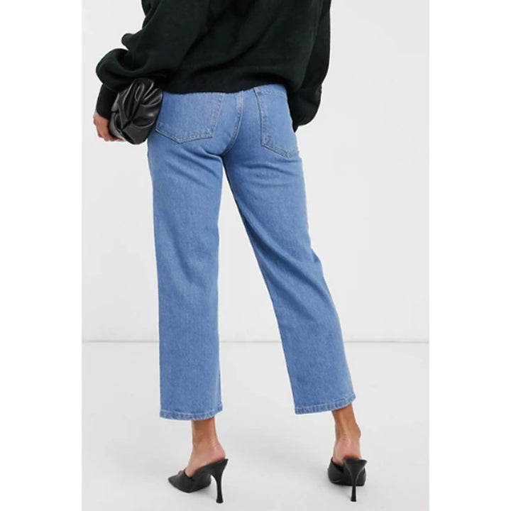 Asos- Petite High Rise Slim Stretch Straight Leg Jeans In