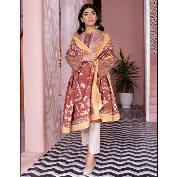 Limelight- 2 Pc Printed Winter Cotton Suit- Tea Pink